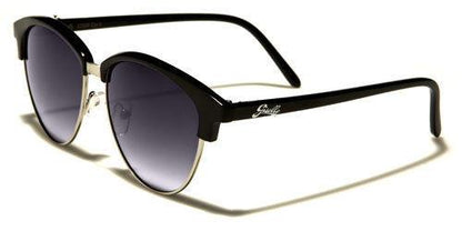 Designer Half Rim Classic Sunglasses for women BLACK & SILVER Giselle NEW-DESIGNER-SUNGLASSES-LADIES-WOMENS-GIRLS-BIG-BLACK-VINTAGE-RETRO-LARGE-UV400-v0