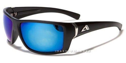 Arctic Blue Wrap Around Blue Mirrored Sports Sunglasses BLACK BLUE MIRROR (SMALL LOGO) Arctic Blue NEW-SUNGLASSES-ARCTIC-BLUE-DESIGNER-SPORTS-GOLF-FISHING-LARGE-MENS-BLACK-UV400-v3