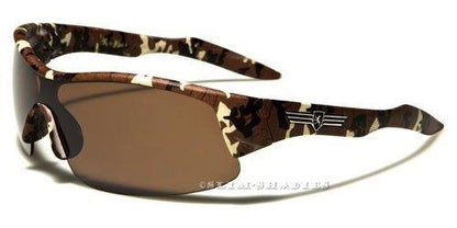 Mens Big Camo Sports Wrap Around Sunglasses BROWN CAMO & BROWN LENSES Khan NEW-SUNGLASSES-BLACK-KHAN-DESIGNER-SPORT-MENS-LADIES-WOMENS-WRAP-LARGE-BIG-UV400-v2