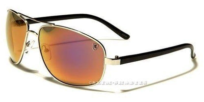 Men's Large Khan Pilot Style Mirror Sunglasses SILVER & BLACK PURPLE ORANGE MIRROR Khan NEW-SUNGLASSES-KHAN-DESIGNER-MEN-LADIES-LARGE-BLACK-MIRRORED-AVIATOR-PILOT-UV400-v0