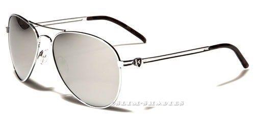 Silver Mirrored Pilot Sunglasses Unisex SILVER Khan NEW-SUNGLASSES-KHAN-DESIGNER-MENS-LADIES-LARGE-SILVER-BIG-MIRRORED-AVIATOR-UV400-v0