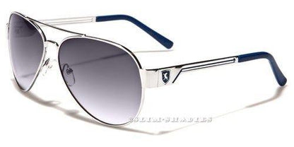 Retro Pilot Khan Metal Sunglasses for Men SILVER & BLUE Khan NEW-SUNGLASSES-KHAN-DESIGNER-MENS-LADIES-LARGE-SILVER-BLACK-BIG-AVIATOR-UV400-v4