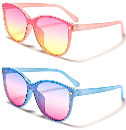 Round Colourful Flat Cat Eye Sunglases for Women Unbranded P30184-FT-OC