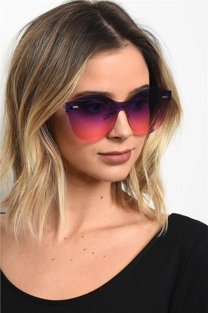 Clubbing Flat Two Tone Lens Cat Eye Sunglasses for Women Unbranded P6333-OCK