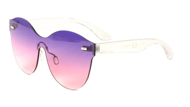 Clubbing Flat Two Tone Lens Cat Eye Sunglasses for Women Clear/Purple Pink Gradient Lens Unbranded P6333-OCc