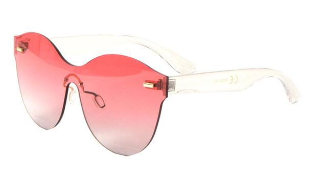 Clubbing Flat Two Tone Lens Cat Eye Sunglasses for Women Clear/Red Clear Gradient Lens Unbranded P6333-OCg
