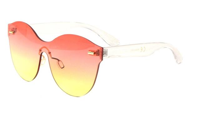 Clubbing Flat Two Tone Lens Cat Eye Sunglasses for Women Clear/Orange Yellow Gradient Lens Unbranded P6333-OCh