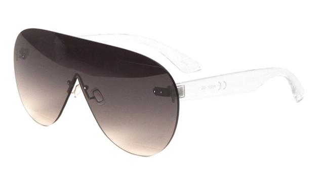 Clubbing Disco Oversized Flat Lens Pilot Sunglasses Clear Smoke Gradient Lens Unbranded P6337-OCa