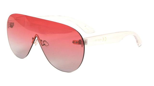 Clubbing Disco Oversized Flat Lens Pilot Sunglasses Clear Red Clear Gradient Lens Unbranded P6337-OCc