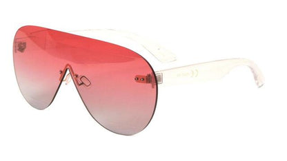 Clubbing Disco Oversized Flat Lens Pilot Sunglasses Clear Red Clear Gradient Lens Unbranded P6337-OCc