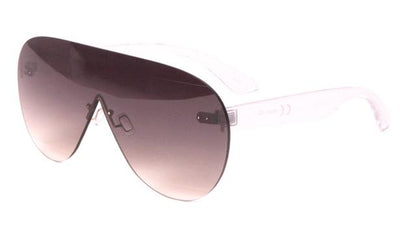 Clubbing Disco Oversized Flat Lens Pilot Sunglasses Clear Smoke Pink Gradient Lens Unbranded P6337-OCf