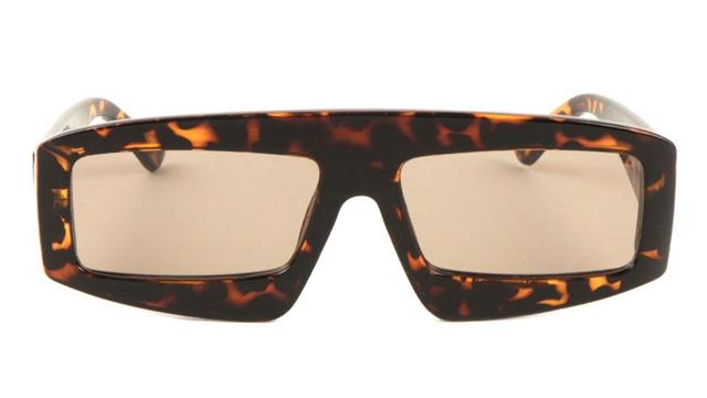 Futuristic Flat Lens Geometric Sunglasses for women Brown Brown Lens Unbranded P6397-plastic-rectangular-sunglasses-05