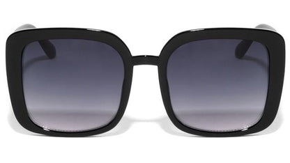 Plain Black Classy Butterfly Sunglasses Unbranded P6581-BLK-plastic-black-square-sunglasses-01