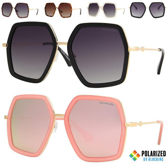 Hexagon Polarized Shield Sunglasses Oversized frame for Women Unbranded PL-8784