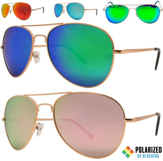 Designer Polarized Pilot Metal Mirrored Sunglasses Men's Women's Unbranded PL9090RV