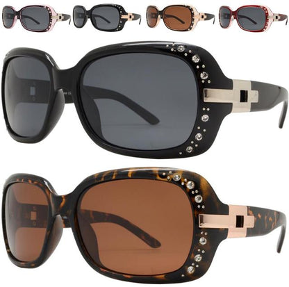 Womens Rhinestone Polarised Sunglasses Small Wrap Around Black Shades for Ladies Unbranded PL_7585_BX_-_00