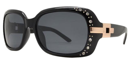 Womens Rhinestone Polarised Sunglasses Small Wrap Around Black Shades for Ladies Unbranded PL_7585_BX_-_7