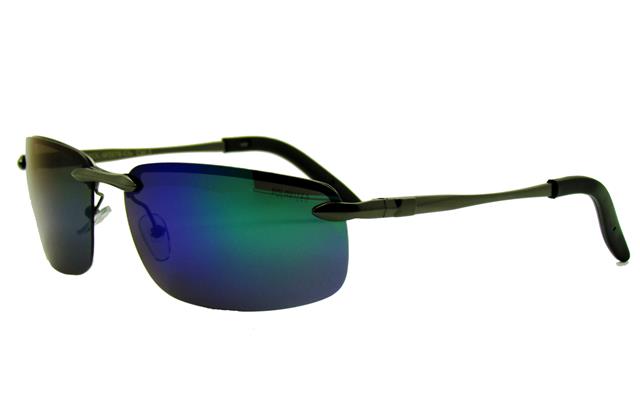 Mens Polarised Rimless Mirrored Fishing Sunglasses for Men Gunmetal Black Green & Blue Mirror Lens Unbranded POL-M3976-CM-2