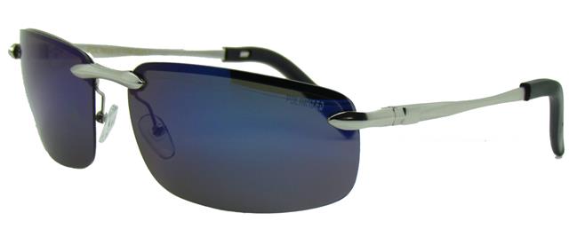 Mens Polarised Rimless Mirrored Fishing Sunglasses for Men Silver Black Blue Mirror Lens Unbranded POL-M3976-CM-5