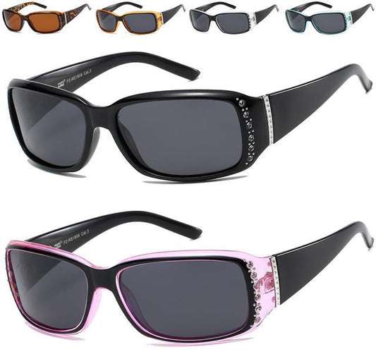 Women's Polarized Rhinestone Sunglasses Elegant Black Wrap Around UV400 Unbranded PZ-RS1808