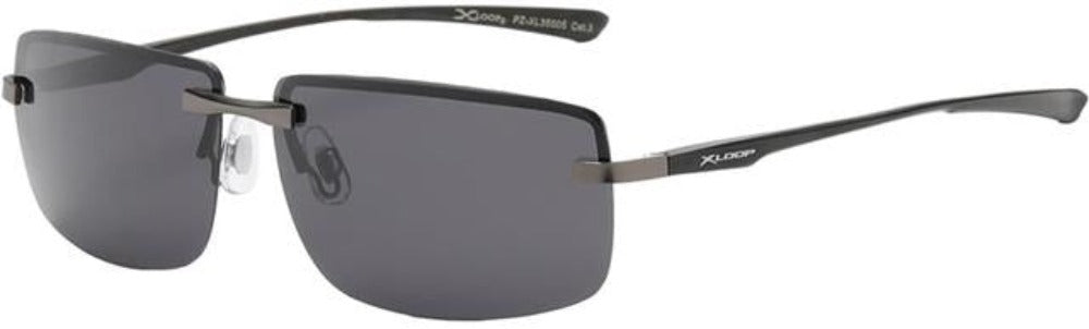 X-Loop Metal Polarised Rimless Driving Fishing sunglasses Gunmetal Black Smoke lens X-Loop PZ-XL35005-4