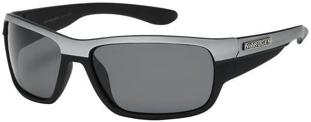 Polarized Big Wrap Around Nitrogen Driving Sunglasses Nitrogen PZNT7055f Black Silver Smoke Lens