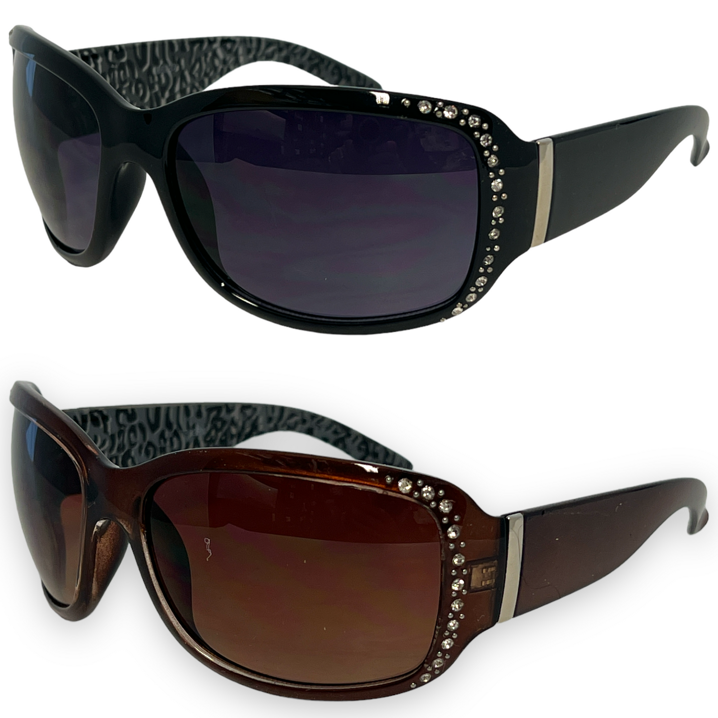 Women's Small Black Rhinestone Wrap Around Sunglasses Unbranded PhotoRoom_20230215_121741