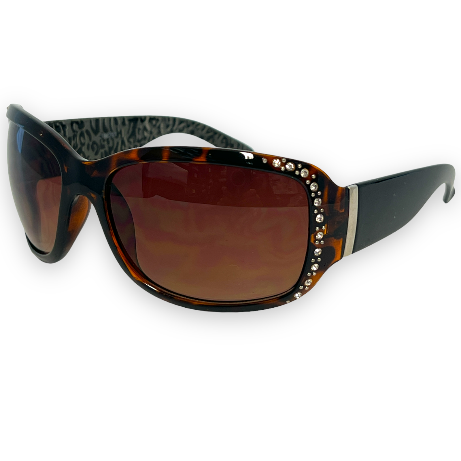 Women's Small Black Rhinestone Wrap Around Sunglasses Unbranded PhotoRoom_20230215_121856