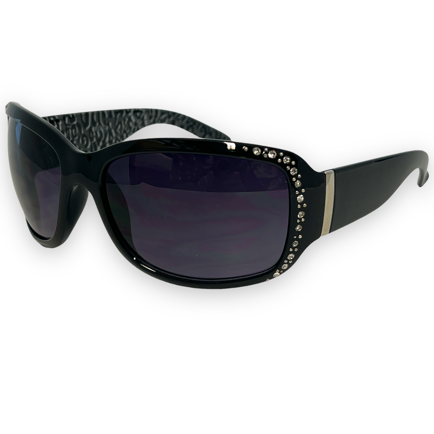 Women's Small Black Rhinestone Wrap Around Sunglasses Unbranded PhotoRoom_20230215_121942