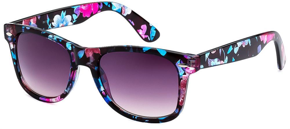Floral Flower Print Classic Sunglasses for women Pink & Blue Flower/Smoke Pink Gradient Lens Retro Optix WF01FLW3
