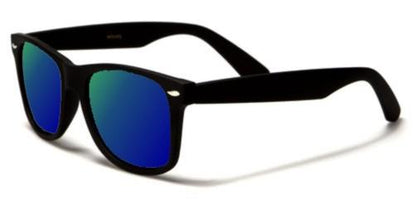 Designer Polarized Unisex Retro Classic Square Sunglasses MATTE BLACK GREEN & BLUE MIRROR LENS Unbranded WF01PZL