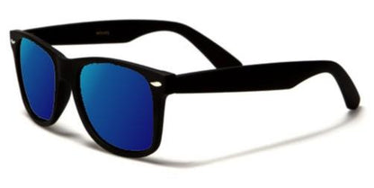 Designer Polarized Unisex Retro Classic Square Sunglasses MATTE BLACK BLUE MIRROR LENS Unbranded WF01PZN