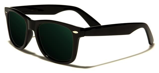 Designer Polarized Unisex Retro Classic Square Sunglasses GLOSS BLACK SMOKE GREEN LENS Unbranded WF01PZh
