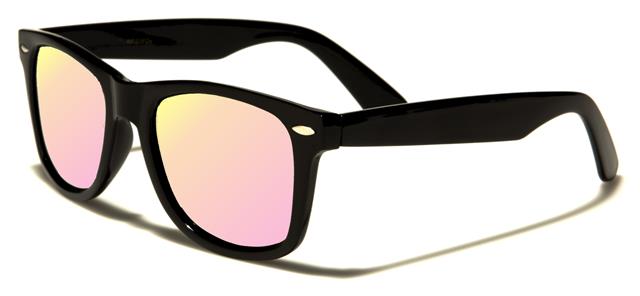 Designer Polarized Unisex Retro Classic Square Sunglasses GLOSS BLACK PINK MIRROR LENS Unbranded WF01PZj