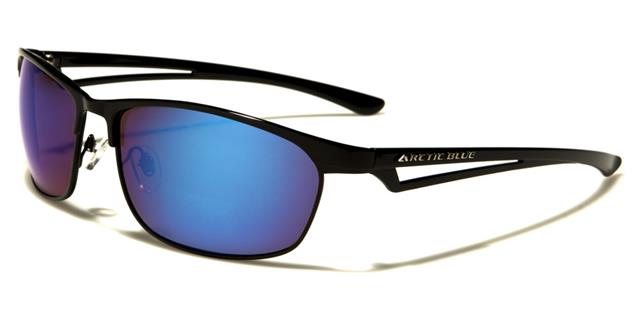 Arctic Blue Semi-Rimless Blue Mirrored Sports Sunglasses Black Black Arm Blue Mirror Lens Arctic Blue ab-17a
