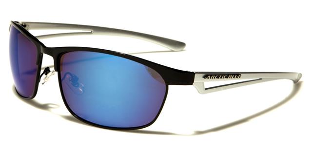 Arctic Blue Semi-Rimless Blue Mirrored Sports Sunglasses