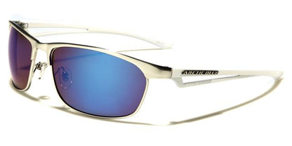 Arctic Blue Semi-Rimless Blue Mirrored Sports Sunglasses Silver White Blue Mirror Lens Arctic Blue ab-17e