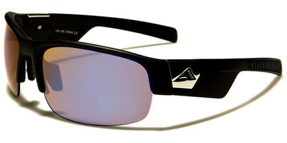 Arctic Blue Mirror Sports Sunglasses For Men Matte Black Blue Mirror Lens Arctic Blue ab-26b