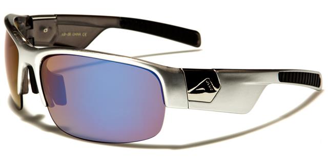 Arctic Blue Mirror Sports Sunglasses For Men Silver Blue Mirror Lens Arctic Blue ab-26d