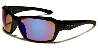 Arctic Blue Anti-Glare Blue Mirrored Sports Running Sunglasses Arctic Blue ab-30a Matt Black & Gloss Black Mirror Lens