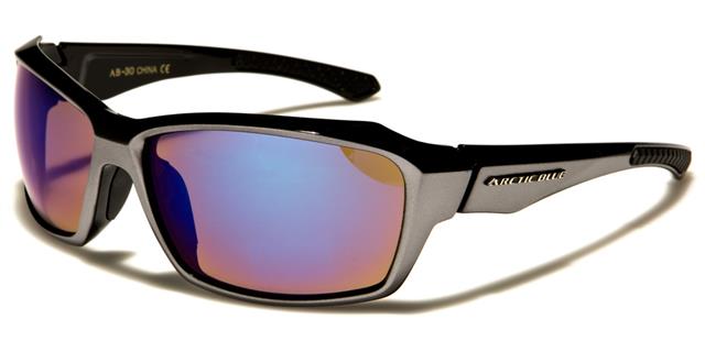 Arctic Blue Anti-Glare Blue Mirrored Sports Running Sunglasses Dark Grey & Black Mirror Lens Arctic Blue ab-30b