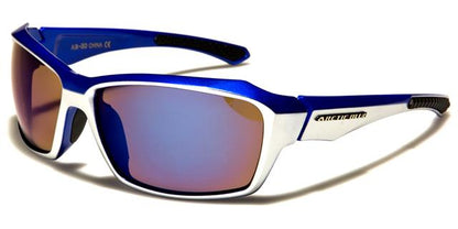 Arctic Blue Anti-Glare Blue Mirrored Sports Running Sunglasses Arctic Blue ab-30d Silver & Royal Blue Mirror Lens