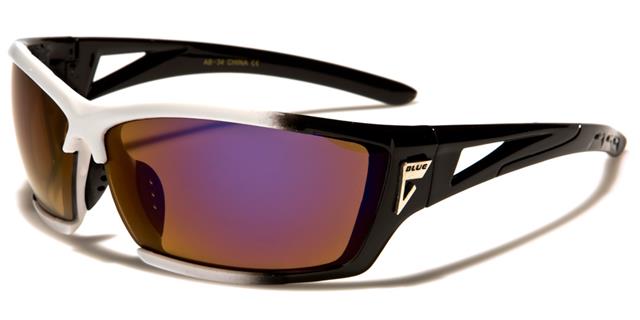 Arctic Blue Extreme Sports Blue Mirrored Sunglasses White & Black Mirror Lens Arctic Blue ab-34g