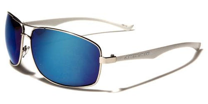 Large Men's Arctic Blue Mirror Pilot Sunglasses WHITE & SILVER BLUE MIRROR Arctic Blue ab12mixe