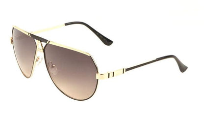 Retro Mens Pilot Sunglasses With Mental Frame Black Gold Warm Smoke Lens Unbranded av-1667-aviator-fashion-sunglasses-01