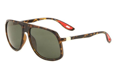 Retro Flat Top Mirrored Lenses Pilot Sunglasses for Men and Women Tortoise Brown/Red Tips/Green Lens Unbranded av-5445-aviator-sunglasses-03