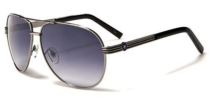 Unisex Pilot Mirrored Sunglasses GUNMETAL BLUE LOGO SMOKE GRADIENT LENS Air Force av40mixf