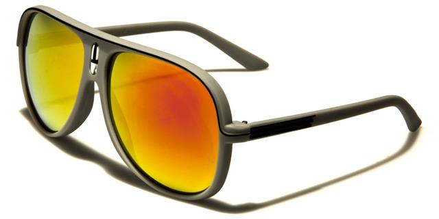 Unisex Mirrored Designer Inspired Pilot Retro Sunglasses Unbranded av5265-sft-cmb Grey Black Orange Mirror Lens