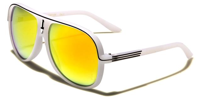 Unisex Mirrored Designer Inspired Pilot Retro Sunglasses Unbranded av5265-sft-cmg Frost White Black Orange Mirror Lens