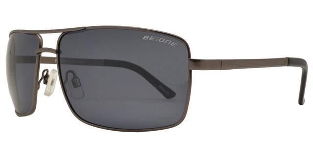 Men's Polarised Rectangle Pilot Fishing Sunglasses Driving Fishing UV400 Gunmetal Grey/Black/Smoke Lens BeOne b1pl-2848a